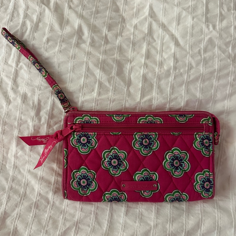 Vera Bradley Pink and Green Clutch Wristlet